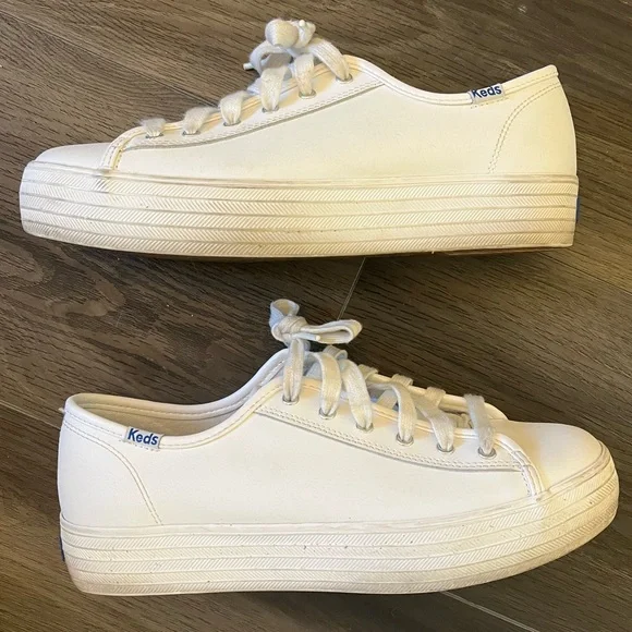 Keds Triple Kick White Leather Sneakers -8 - Picture 5 of 6